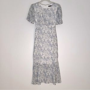 Shein DAZY Blue White Floral Mermaid Dress Print Cottage